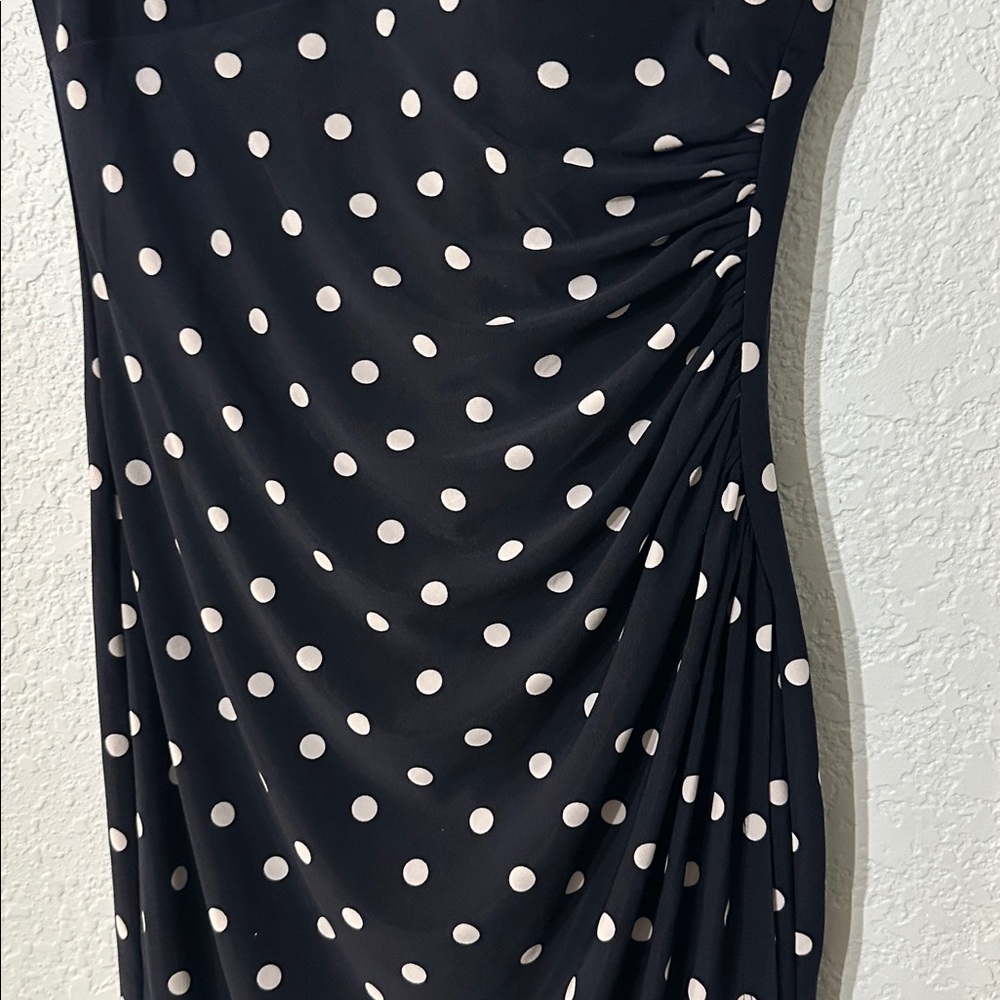 Lauren Ralph Lauren Polka‎ Dot Ruched Waist Ruffle Sleeves Stretch Size 4 - Picture 5 of 12
